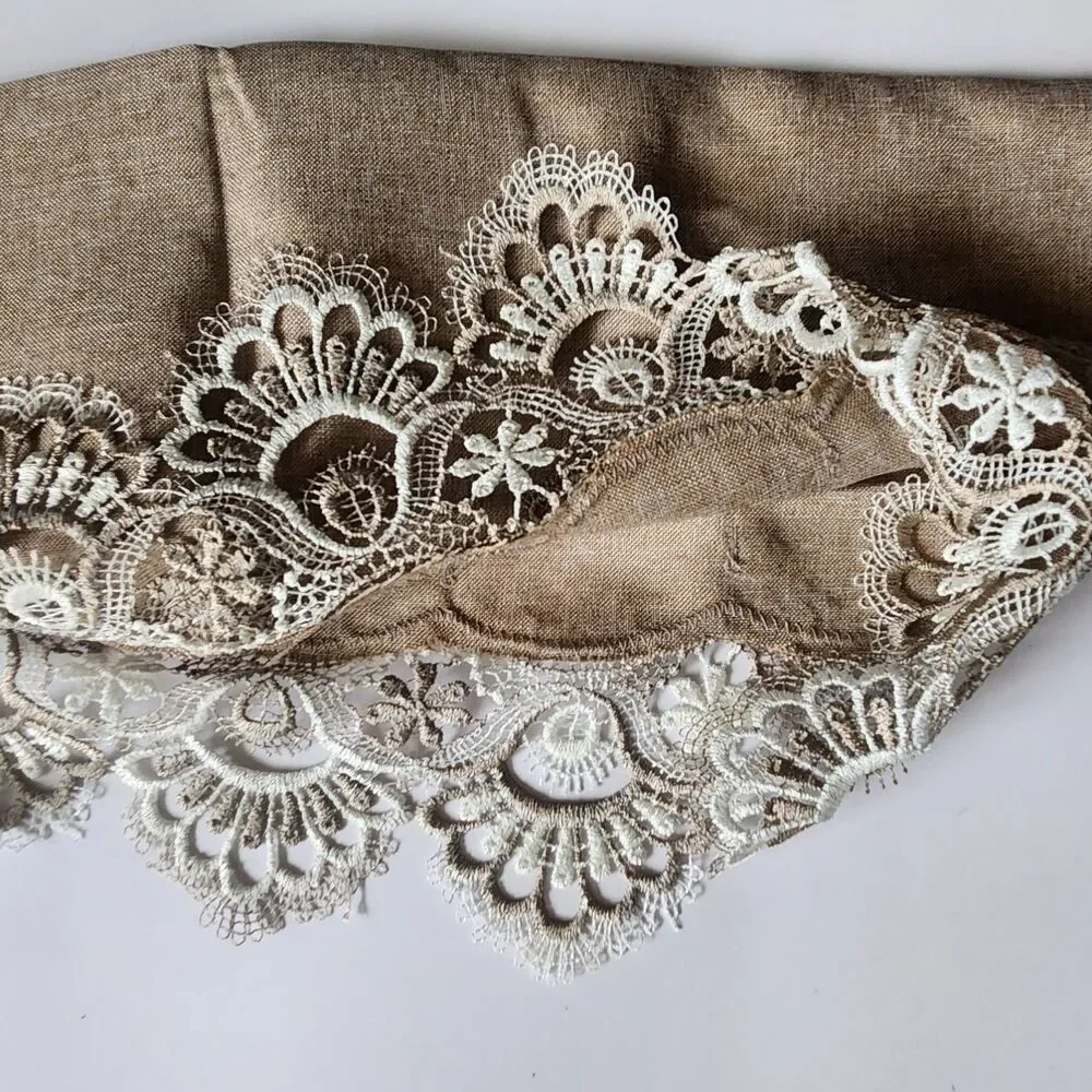 Polyester Linen & Lace Mocha Tan Matching Valance & Swag Window Up to 36